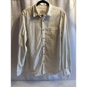 American Eagle Shirt Mens M Classic Fit Off White Striped Long Sleeve Button